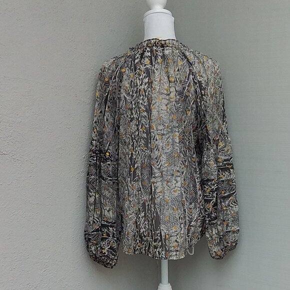 Anthropologie Lovestitch Women's Blouse Gold and Black Size Small Preppy - Picture 6 of 7